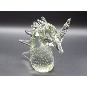 Vintage Hand Blown Art Glass Unicorn with Applied Mane & Applied Horn 7"H x 6"W